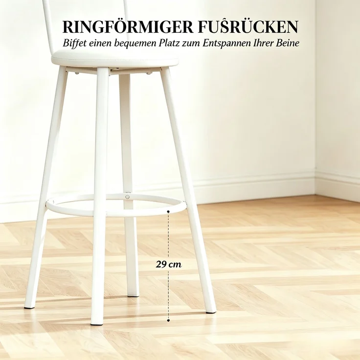 2‑er‑Satz Barstühle,Barhocker, Barhocker mit Rückenlehne und Fußstützen, 75,5 cm Sitzhöhe, Sitzpolster,für Theke und Küchenbar(nur mit 2pcs Barstühle)--Eiche, Weiß--41.5x36.5x99cm--YOUDENOVA – Bild 5