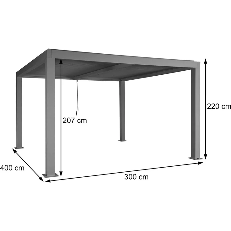Mendler 'HWC-L46' Pergola, Regenrinne sturmfest, Aluminium anthrazit, 3x4 m – Bild 3