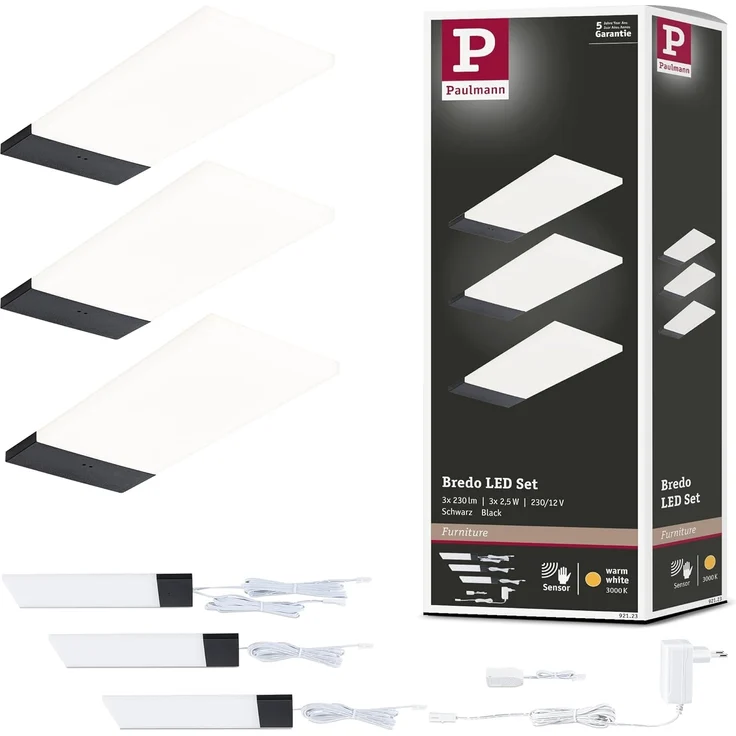 Paulmann LED Unterbauleuchte Bredo schwarz warmweiß 3er Set – Bild 1