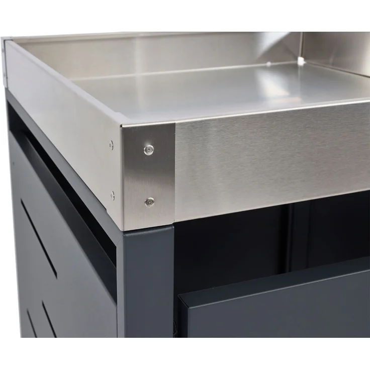 2er-Mülltonnenverkleidung HWC-H40b, Mülltonnenbox, Pflanzkasten Edelstahl-Metall-Kombi 39kg 110x115x62cm erweiterbar – Bild 4