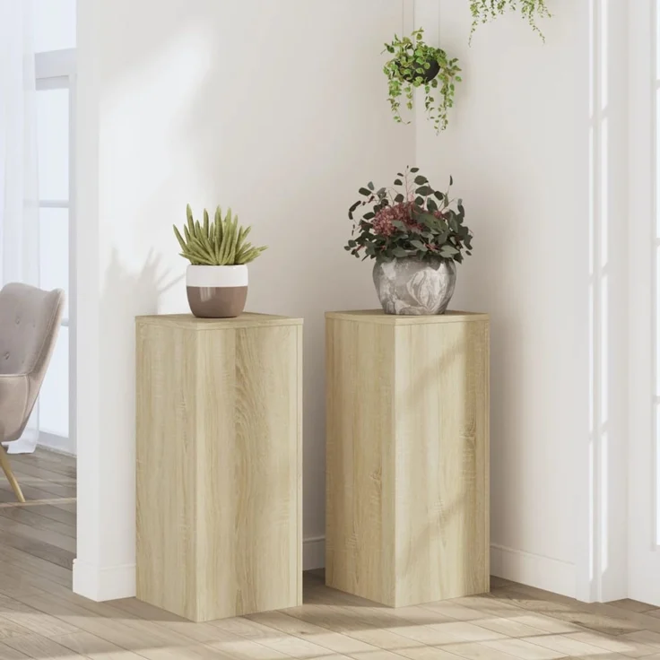 vidaXL Pflanzenständer 2 Stk. Sonoma-Eiche 30x30x70 cm Holzwerkstoff 852926 – Bild 1