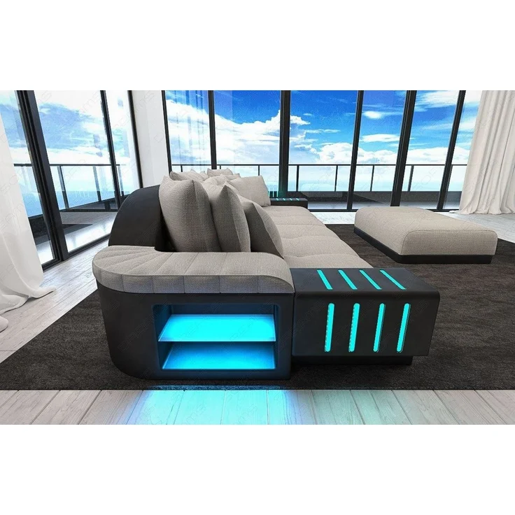 Big Sofa Bellagio im modernen Stoffbezug - Strukturstoff - Macchiato-Schwarz – Bild 5