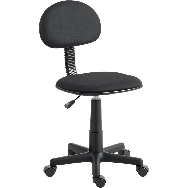 HOMCOM Bürostuhl, Polyester, Schwarz, 48L x 43B x 75-87H cm