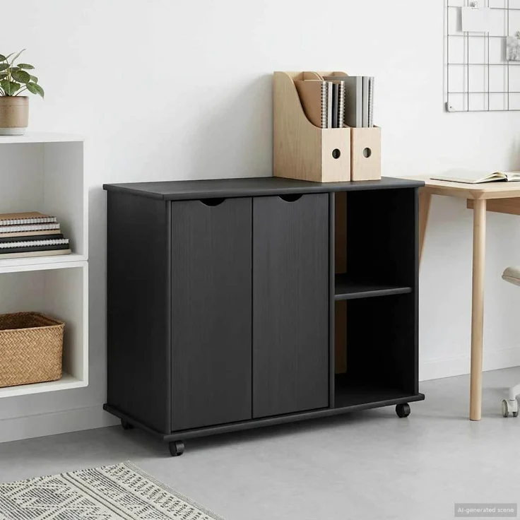 vidaXL Rollschrank MOSS 100 x 39 x 65,5 cm Massivholz Kiefer Grau 42028386 – Bild 1