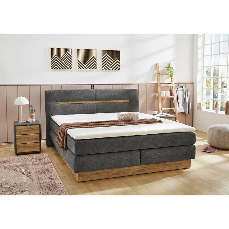 Jockenhöfer 'Nika Max' Boxspringbett, 180x200 cm, Chenille Dunkelgrau – Bild 5