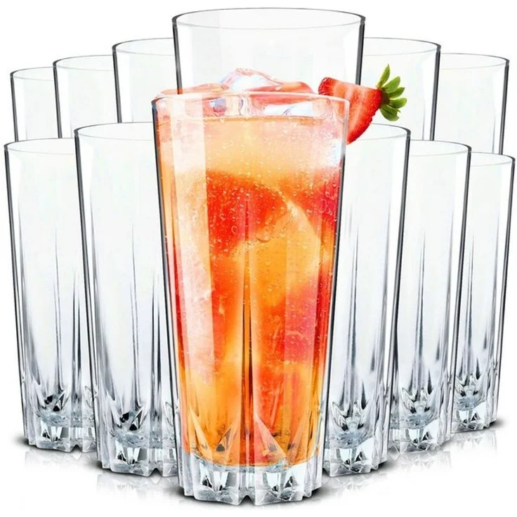 KONZEPT Gläser-Set Cocktailgläser Set 330 ml, Trinkgläser, Geriffelte Gläser, 12-tlg, für Cocktails, Wasser, Saft, Mojito, Longdrinkgläser – Bild 4