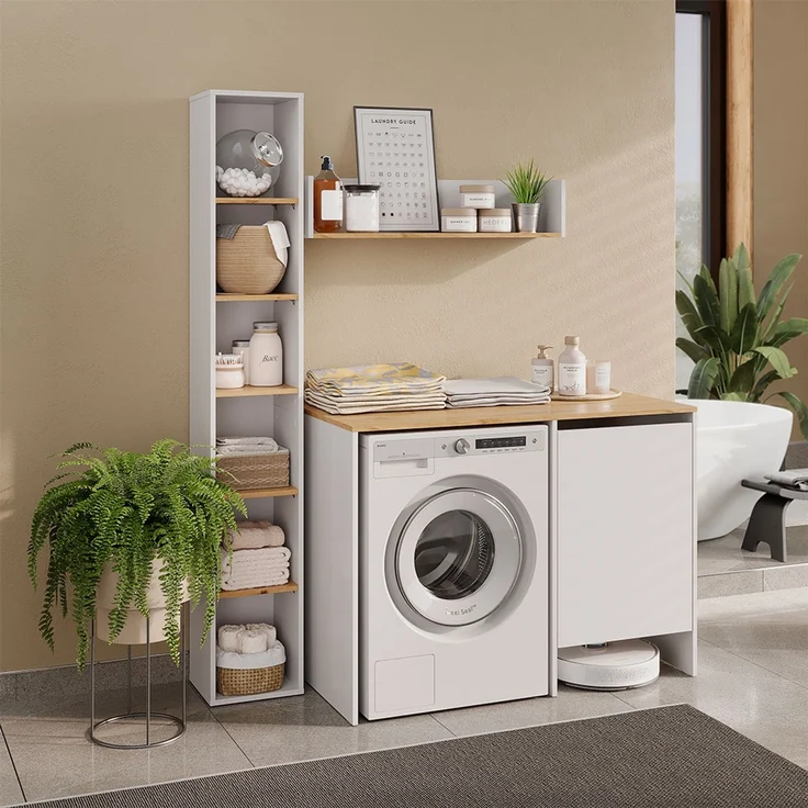 Waschmaschinenschrank Viktor Weiß/Artisan-Eiche 119.6 x 88.2 cm mit 1 Tür Vicco – Bild 3