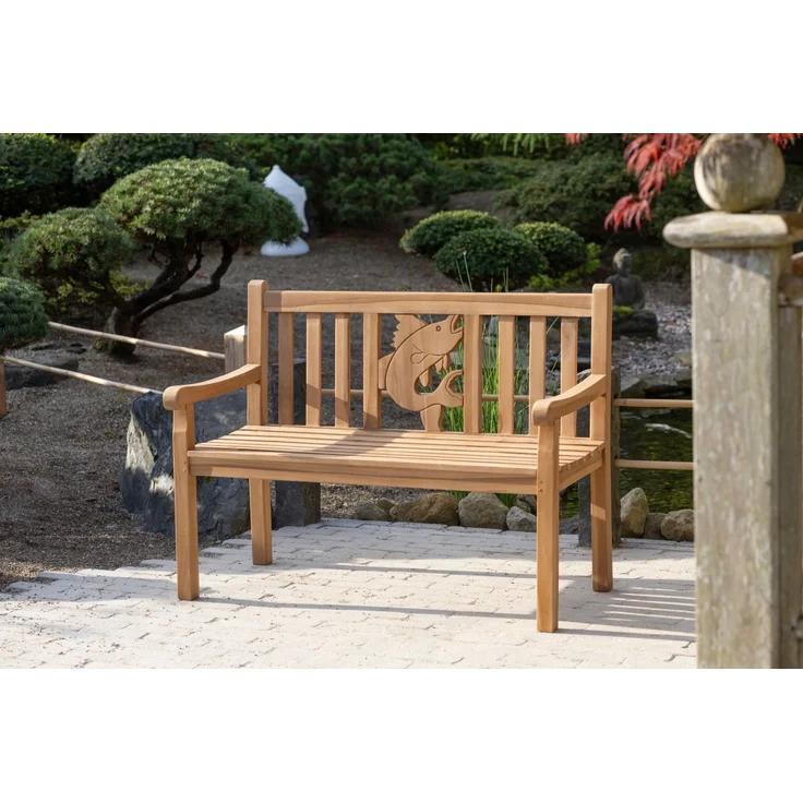 Teakholz Gartenbank Fisch 120 cm – Bild 5