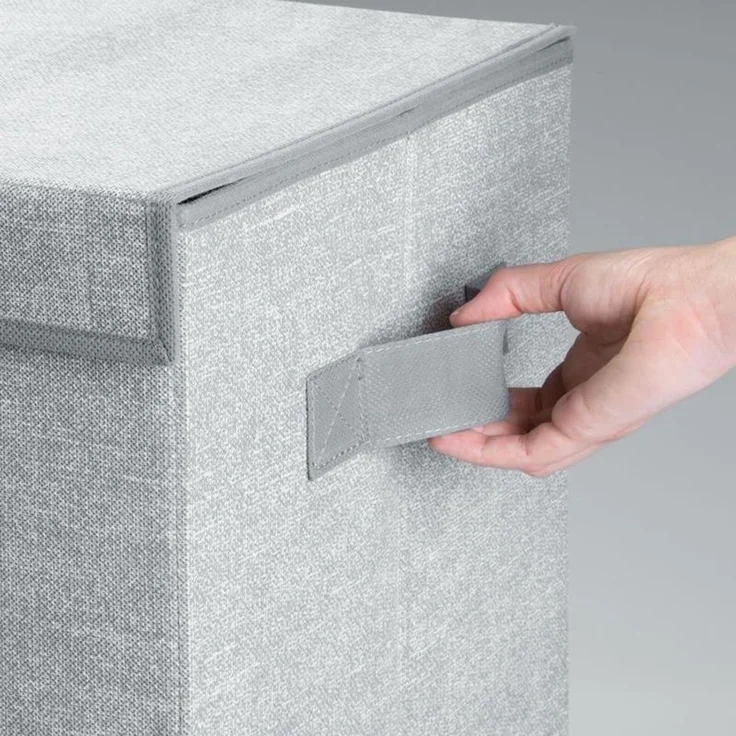 mDesign Wäschekorb Wäschetruhe Wäschebox Deckel Griffe faltbar 2er Set Grau – Bild 5