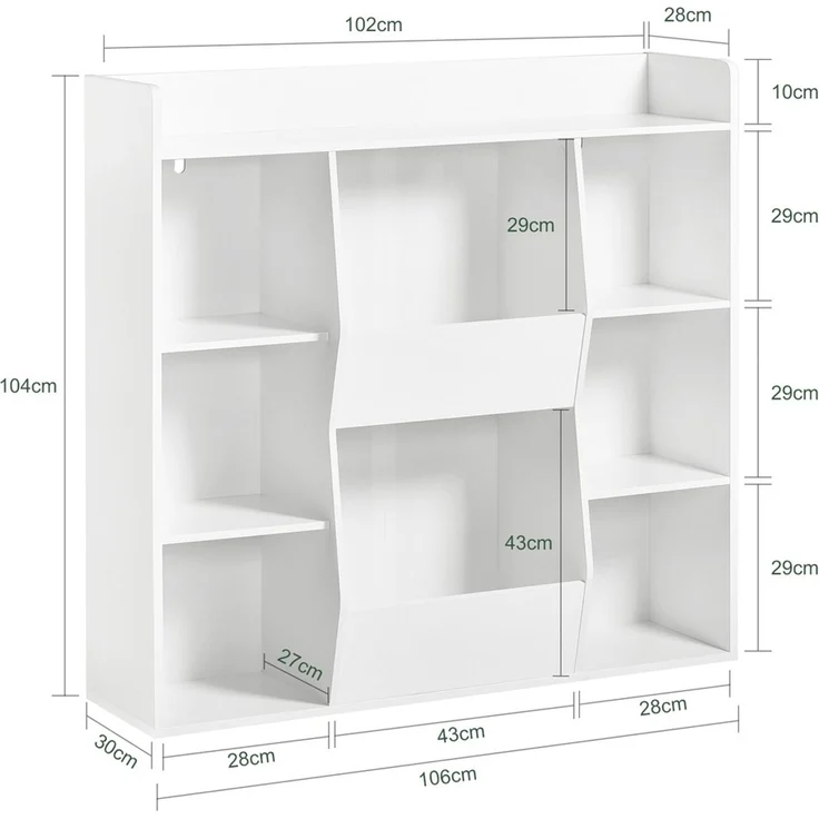 SoBuy KMB55-W Kinderregal, MDF, Papierfurnier, Weiß, 106 x 104 x 30 cm – Bild 3