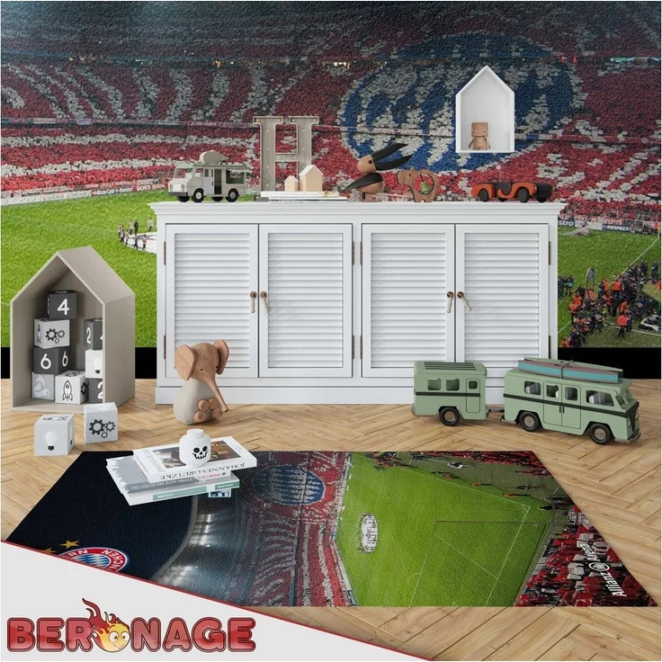 BERONAGE Kinderteppich FC Bayern München Teppich Allianz-Arena 100x130 cm, rechteckig, Höhe: 10 mm, rutschfest – Bild 2