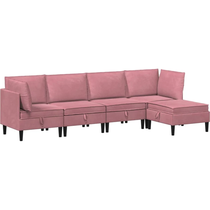 vidaXL Wohnzimmergarnitur mit Kissen mit Speicher 5 pcs Rosa Samt 3413746 – Bild 2