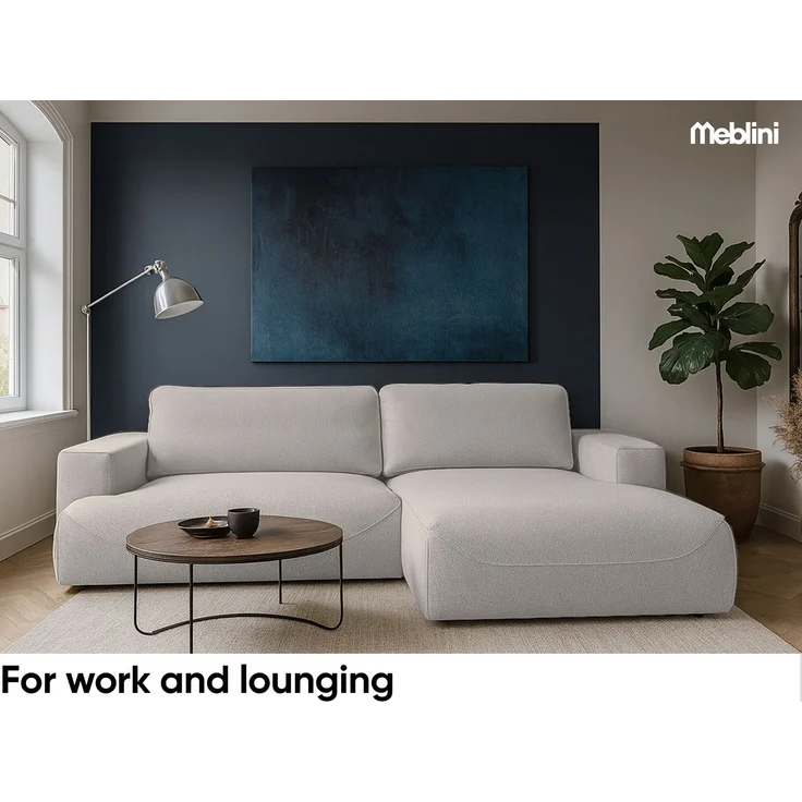 MEBLINI Schlafcouch mit Bettkasten – LUMIERE – 271x195x96cm – Rechts – Grau Samt - Ecksofa mit Schlaffunktion - Sofa mit Relaxfunktion und Kissen - Couch L-Form – Eckcouch – Bild 3