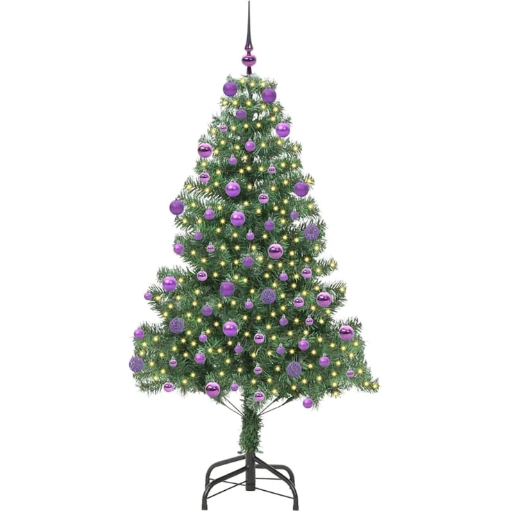 vidaXL Weihnachtsbaum mit LED-Beleuchtung Grün 180 cm PVC und Stahl 3396386 – Bild 3