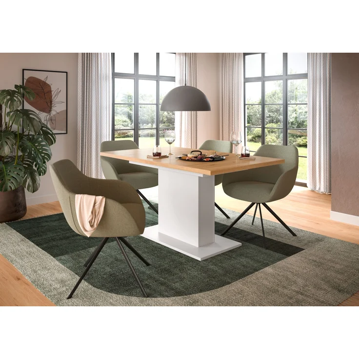 Kulissen-Esstisch >Motion< ausziehbar 190cm, weiß / artisan Eiche Dekor - 150/190x76x90cm (BxHxT) – Bild 3