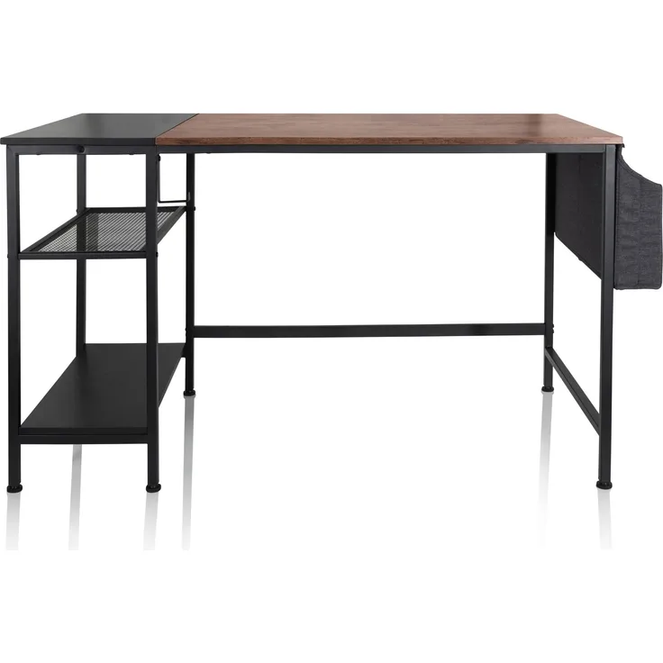 hjh OFFICE Schreibtisch WORKSPACE H I Melaminharzbeschichtete Spanplatte, Gestell pulverbeschichteter Stahl Schwarz/Braun