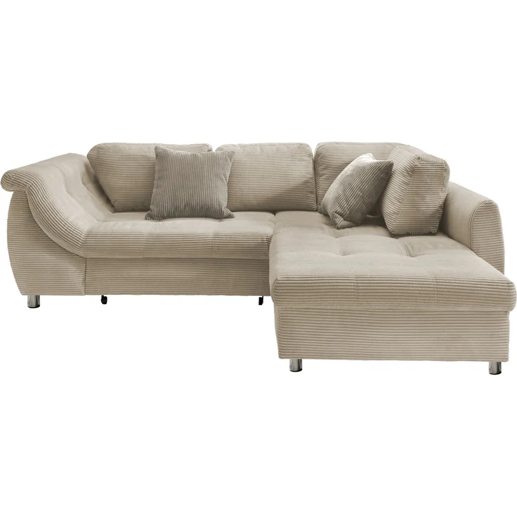 Polsterecke >Allin< Bettfunktion, beige / grau-braun, Cord - 250x66x190cm (BxHxT) – Bild 4