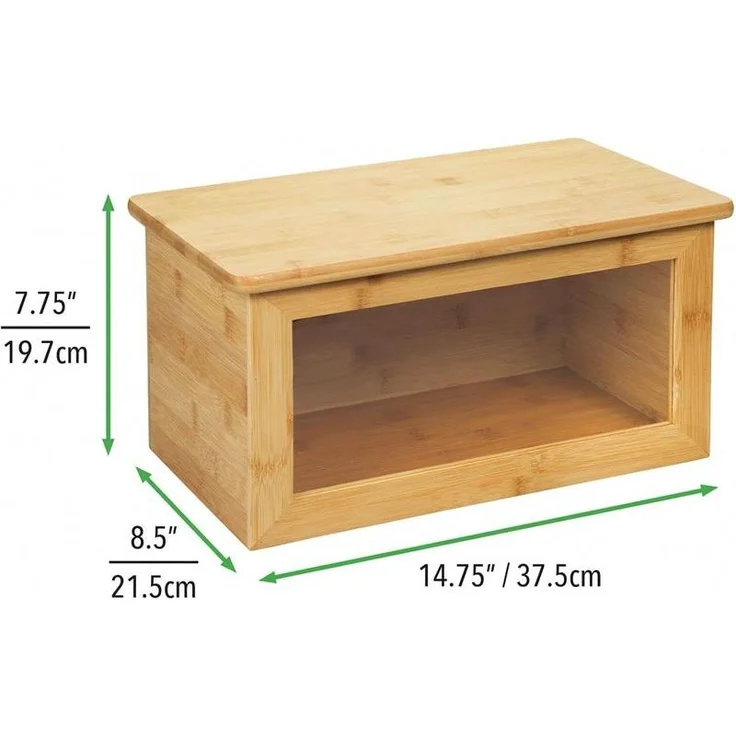 mDesign Brotkasten Brotbox Brotkorb Deckel Schneidebrett Sichtfenster Holz Braun – Bild 2