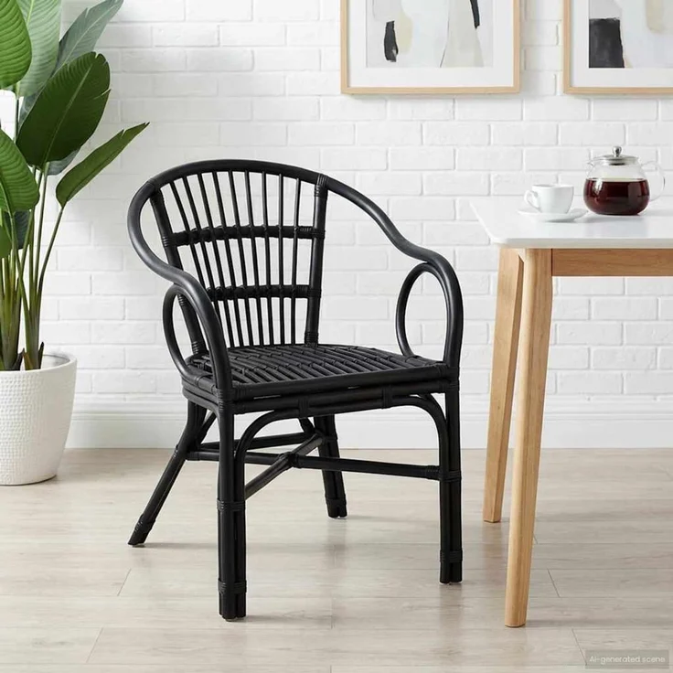 vidaXL Stapelstuhl Schwarz 58 x 60 x 81 cm Rattan 42033215 – Bild 1