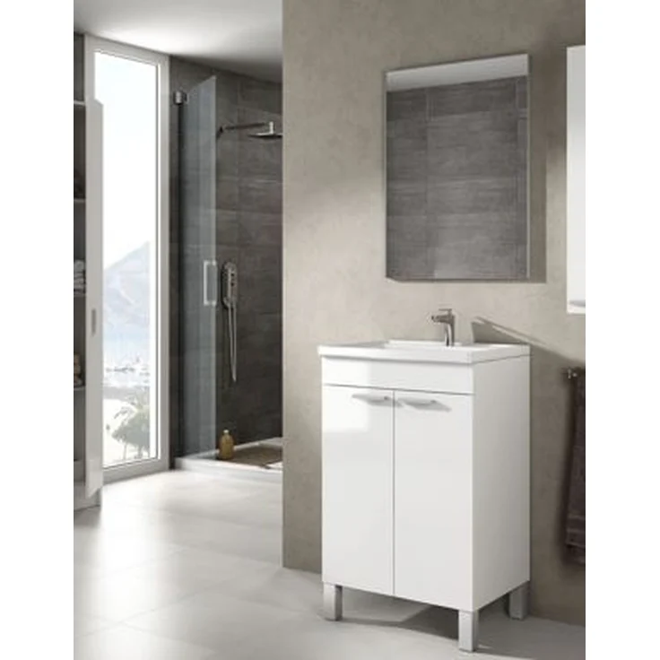 Waschbeckenunterschrank >KONCEPT 50< in weiß glänzend - 50x80x40 (BxHxT) – Bild 2