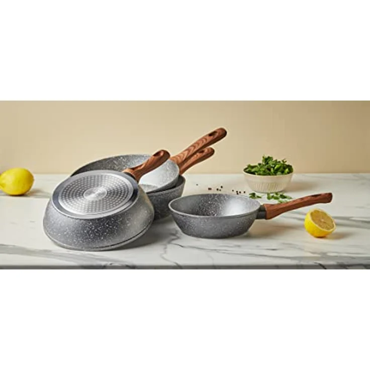 RESTO Kitchenware Bratpfanne Aquila, tiefe Schmorpfanne langlebig und spülmaschinenfest, Aluminium (1-tlg), mit ergonomischem weichem Griff in Holzoptik – Bild 7