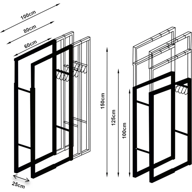 Kaminholzregal Kasan verstellbar H100-150xB60-100xT25cm [en. casa] – Bild 2