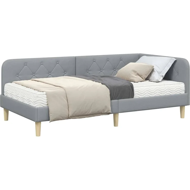 vidaXL Eckbettgestell Hellgrau 90 x 190 cm Stoff 3394109 – Bild 2