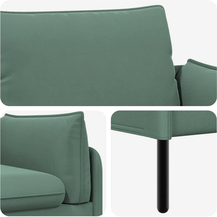 vidaXL 3-Sitzer-Sofa 3-Sitzer Meergrün 222 x 81 x 89 cm Samt 42048653 – Bild 6
