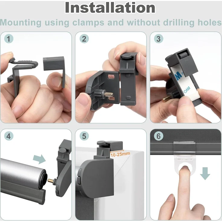 WOLTU Verdunkelungsrollo ohne Bohren, Klemmfix Thermorollo innen, Sicht- & Sonnenschutz Rollo, Schnurlos, Klemmrollo für Fenster & Türen, 70x150 cm, Anthrazit – Bild 8