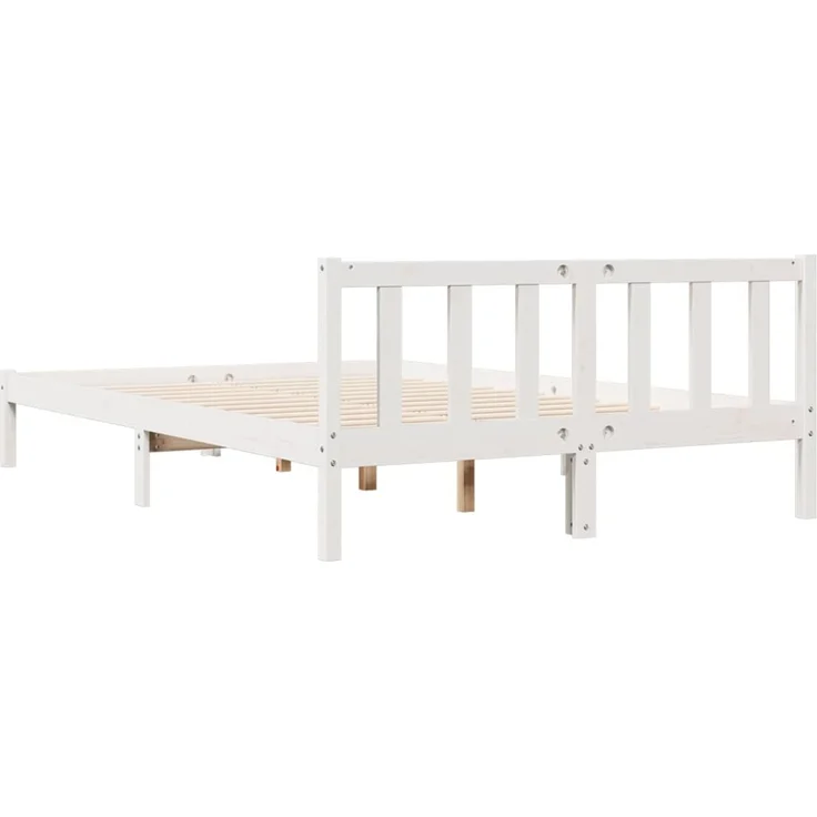 vidaXL Massivholzbett Extra Lang ohne Matratze Weiß 160x220 Kieferholz 852451 – Bild 5