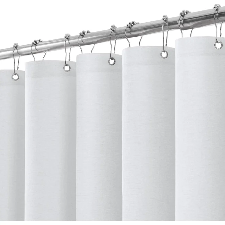 Duschvorhang Leinen Wasserdicht Anti-Schimmel 182x182cm Weiße Badewanne – Bild 1