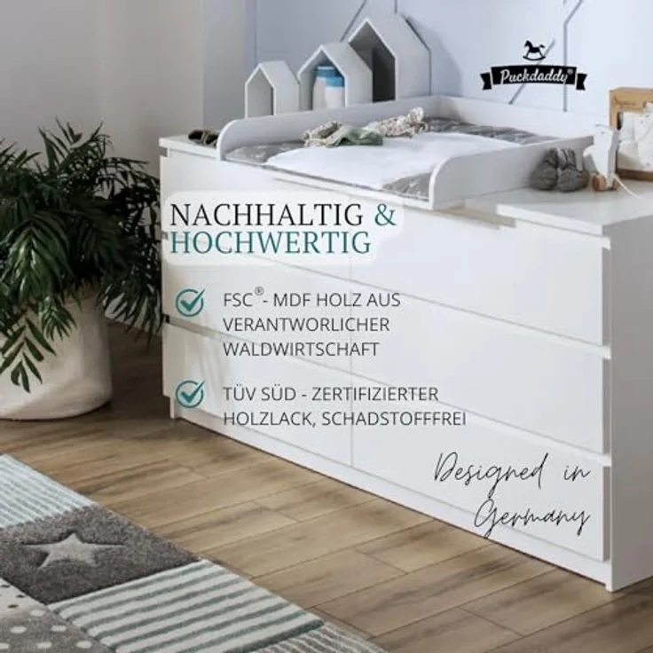 Puckdaddy 'Moritz' Wickelaufsatz weiß, für IKEA Malm – Bild 7