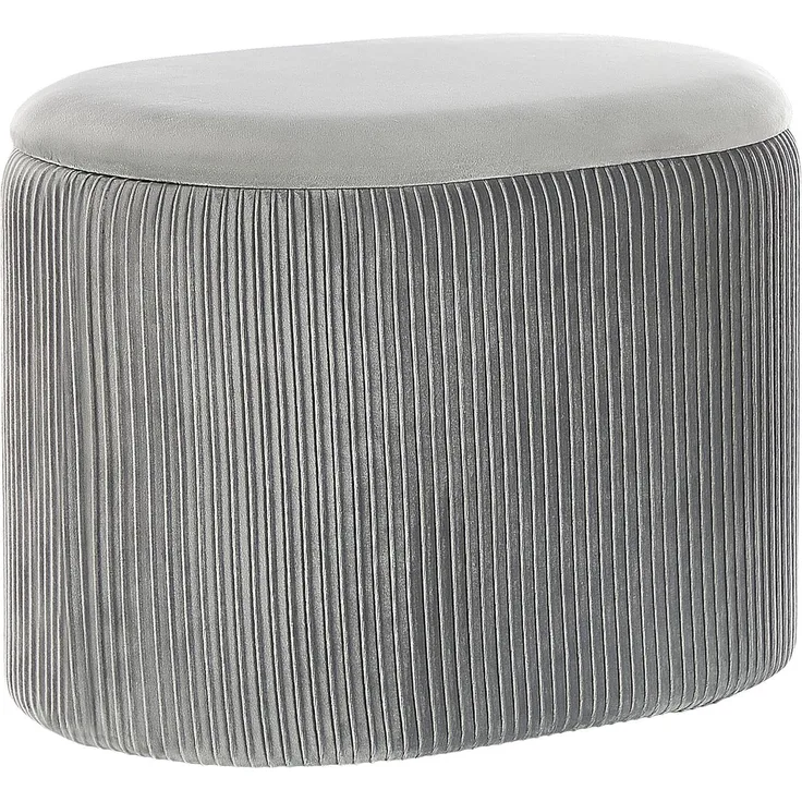Pouf RICHLAND Hellgrau Samtstoff 55 cm 35 cm