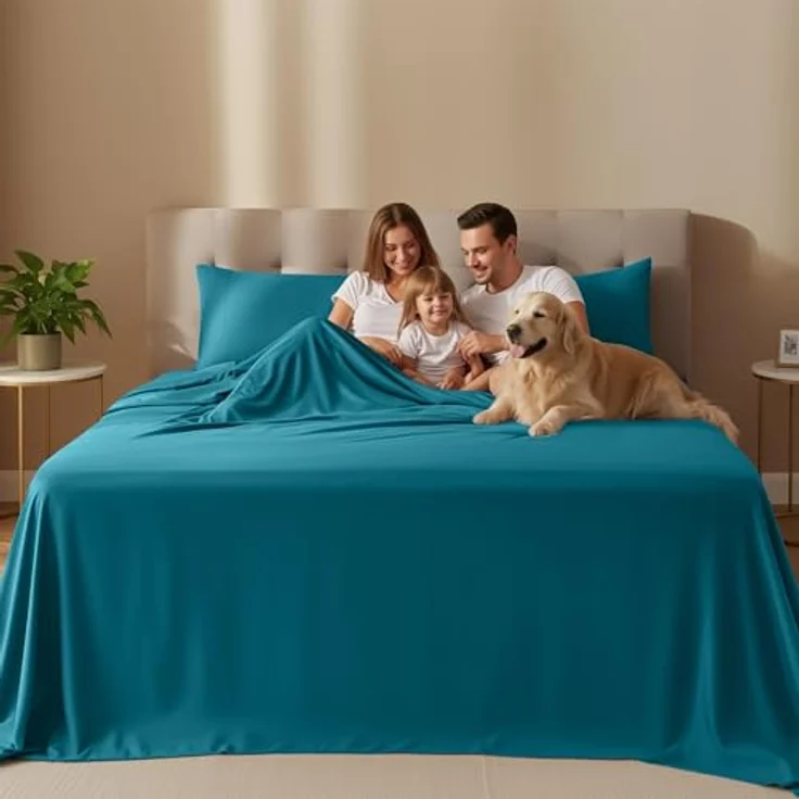 Utopia Bedding Bettwäsche-Set für King-Size-Bett, 4-teilig, gebürstete Mikrofaser, schrumpft und lichtbeständig, pflegeleicht (King-Size-Bett, Denimblau) – Bild 3