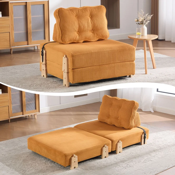 1-Sitzer Schlafsessel 90 x 86 x 84 cm aus Cord mit Schlaffunktion – Bild 7