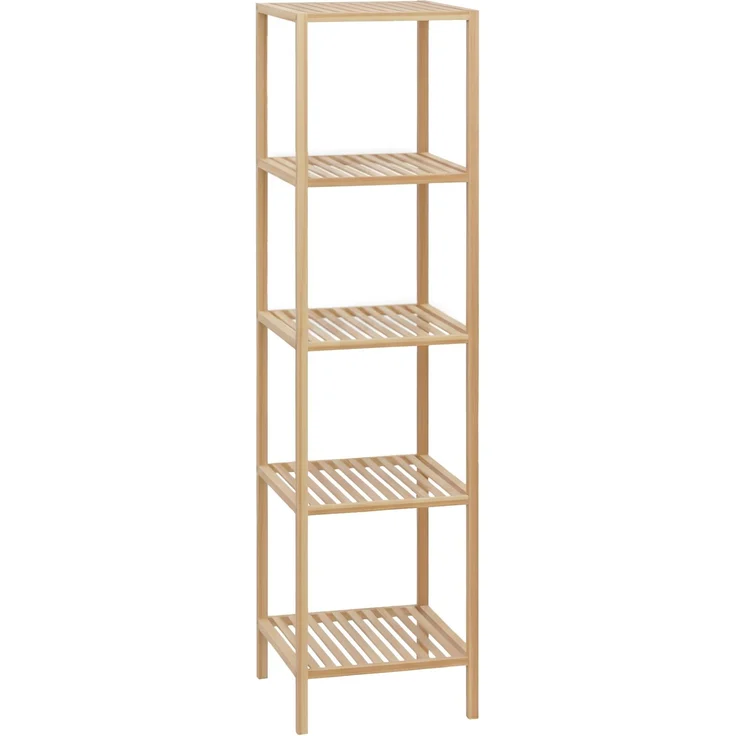 Badregal NEUSS L - 36 x 36 x 145 cm, Holz, Natura | Badezimmer-Aufbewahrungsregal Bambusregal Organziger Bad – Bild 1