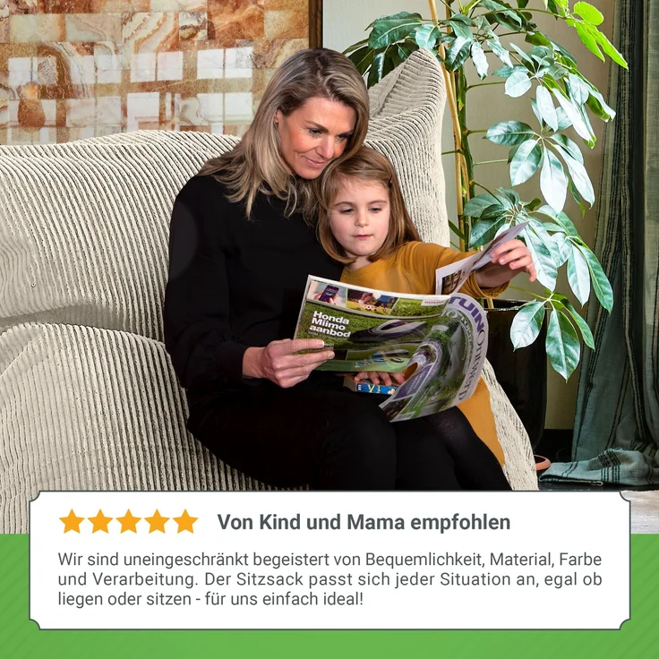 Green Bean® XXL Sitzsack aus Cordstoff 370 Liter mit EPS-Perlen Füllung - Kuschelig Weich Robust & Waschbar - Sitzkissen Beige – Bild 4