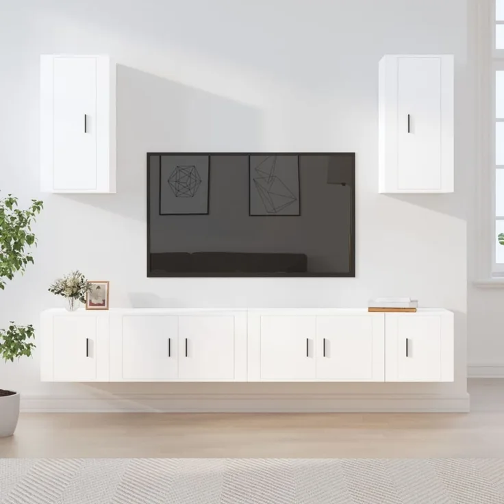 vidaXL 6-tlg. TV-Schrank-Set Weiß Holzwerkstoff 3188686