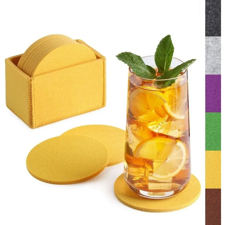 Loco Bird Getränkeuntersetzer 10er Set inkl. Box rund aus Filz, Zubehör für Getränke, Tassen, Bar, Glas, Design Glasuntersetzer, Premium Tischuntersetzer Filzuntersetzer