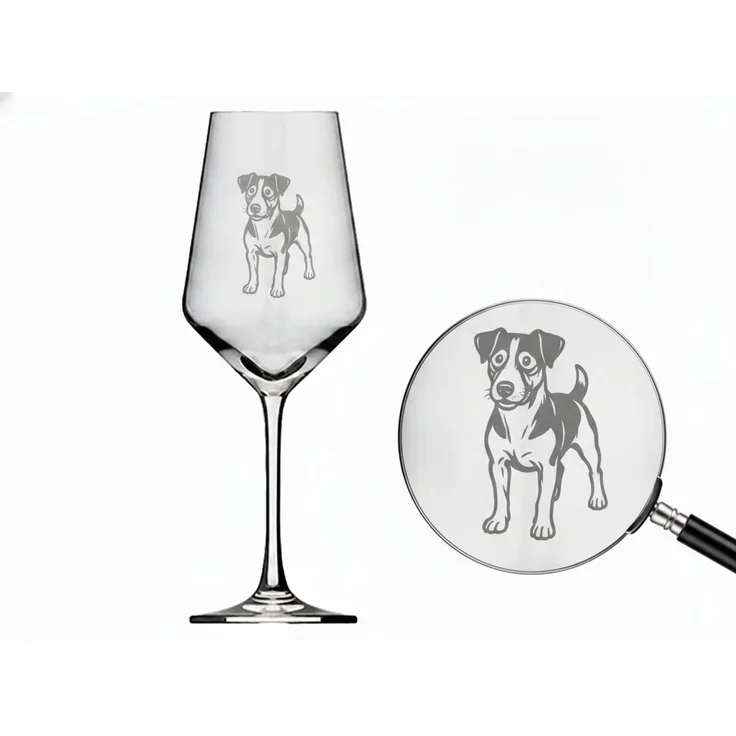 eXODA Weinglas Exoda Weinglas Jack Russel mit Gravur spülmaschinenfest, 1-tlg, Glas, Hund mit Leine – Bild 1