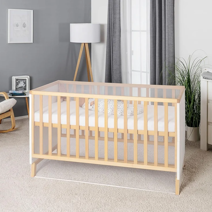 reer BiteSafe VERBESSERTER Insektenschutz fürs Kinderbett, Moskitonetz Reisebett, Insektennetz, Mückenschutz für Babys, weiß, extra groß – Bild 5