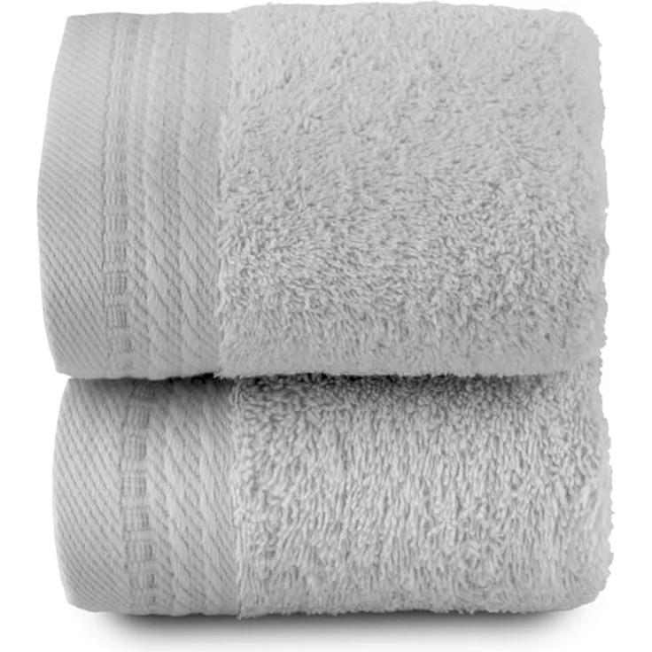 Top Towel – Premium – Große Badetücher – Badezimmerhandtücher – 2 Gesichts- oder Bidethandtücher – 30x50 cm – 100 % Baumwolle – 600 Gramm - Silbergrau