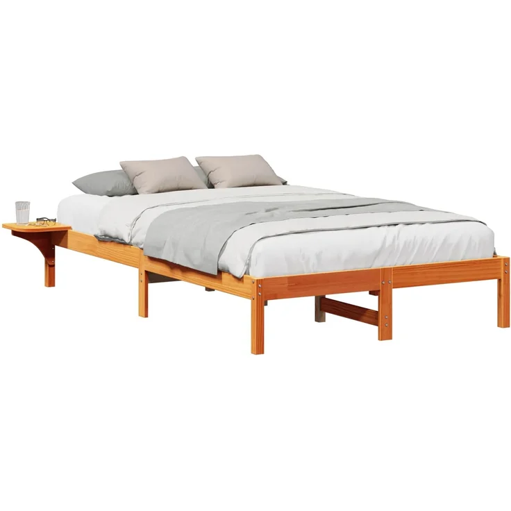 vidaXL Bettrahmen Wachsbraun 140 x 190 cm Massives Kiefernholz 873195 – Bild 2