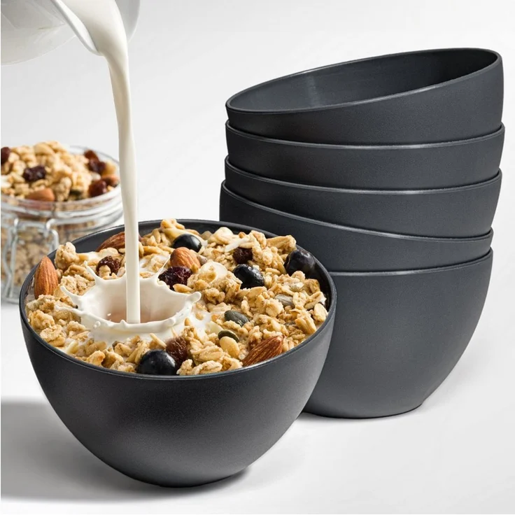 Hausfelder Müslischale Bowl Schüssel 12er Set (Anthrazit), Kunststoff, (12-tlg), Ø 13,5 cm, mikrowellengeeignet, spülmaschinengeeignet – Bild 3