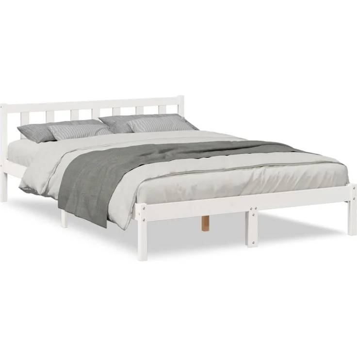 vidaXL Massivholzbett Extra Lang ohne Matratze Weiß 140x220 Kieferholz 852449 – Bild 2