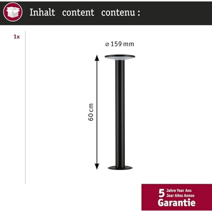 Paulmann 94756 LED Pollerleuchte Zigbee Plate RGBW Anthrazit – Bild 4