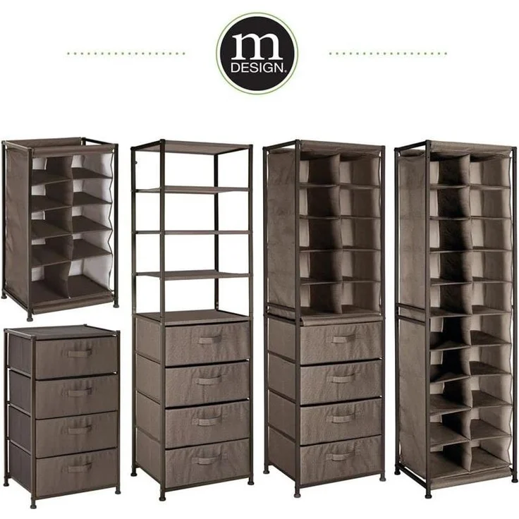 Schuhregal Schuhschrank Schuhablage Metallrahmen mDesign 20 Fächer dunkelbraun – Bild 5