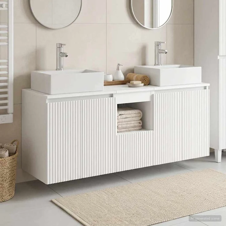 vidaXL Badezimmerschrank-Set 3 stk. Weiß 129 x 41 x 79,5 cm 3405647 – Bild 1