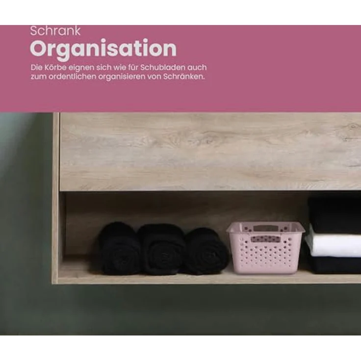 Pro Home Aufbewahrungskorb Modularer Kunststoffkorb Kunststoff Box (2 St), Aufbewahrungsbox mit Griffen - BPA-Frei - Organizer Körbchen Bad Küche – Bild 4