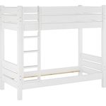 ERST-HOLZ Etagenbett Extra stabiles Etagenbett aus Kiefer in weiß 100x200 cm Nische 100